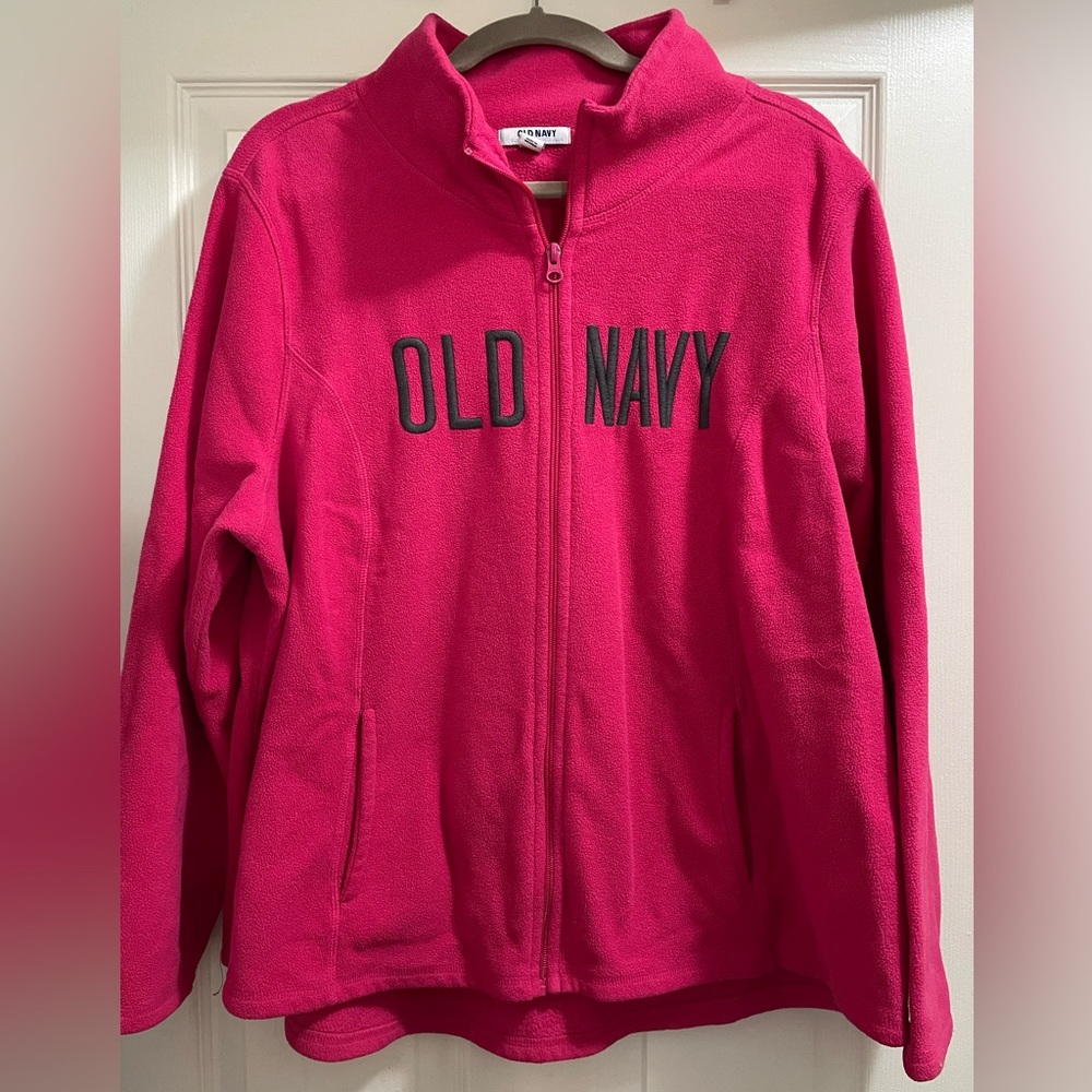 Old Navy Performance Microfleece Full-Zip Logo Jacket Hot Pink Size 2X